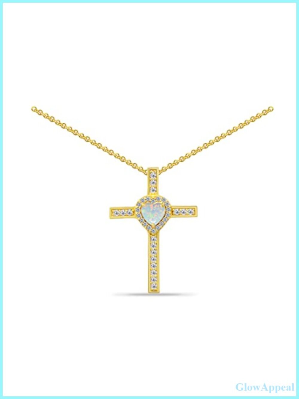 Sterling Silver Simulated Emerald Heart Cross Pendant Necklace Gold Flashed